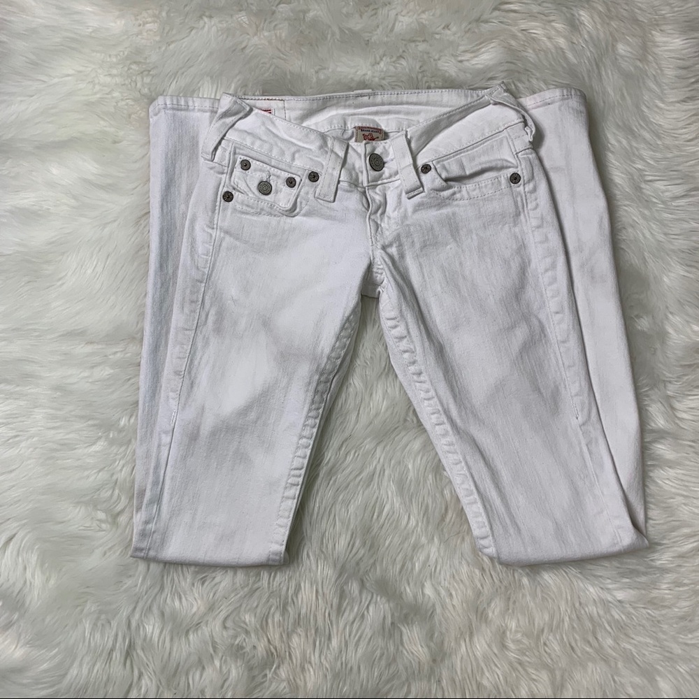 True Religion Julie Skinny Jeans Size 24 White Zip Fly 5-Pocket - Picture 3 of 8
